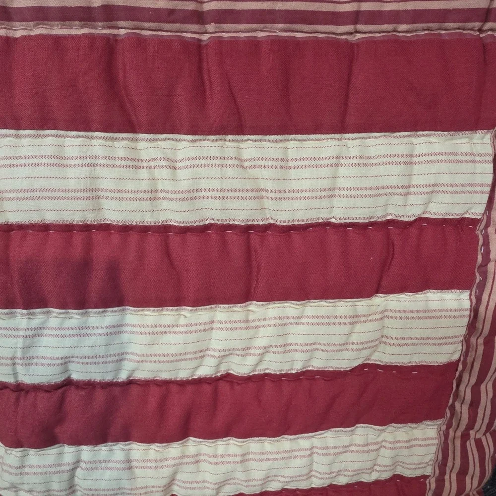 Americana Patriotic Stars and Stripes Quilted Wall Hanging Navy Red Cream 59x45